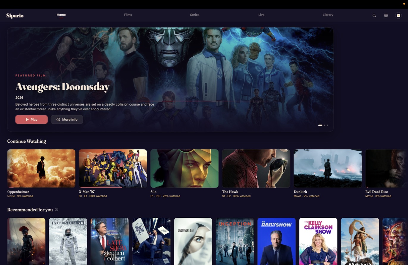 Sipario — macOS · Home