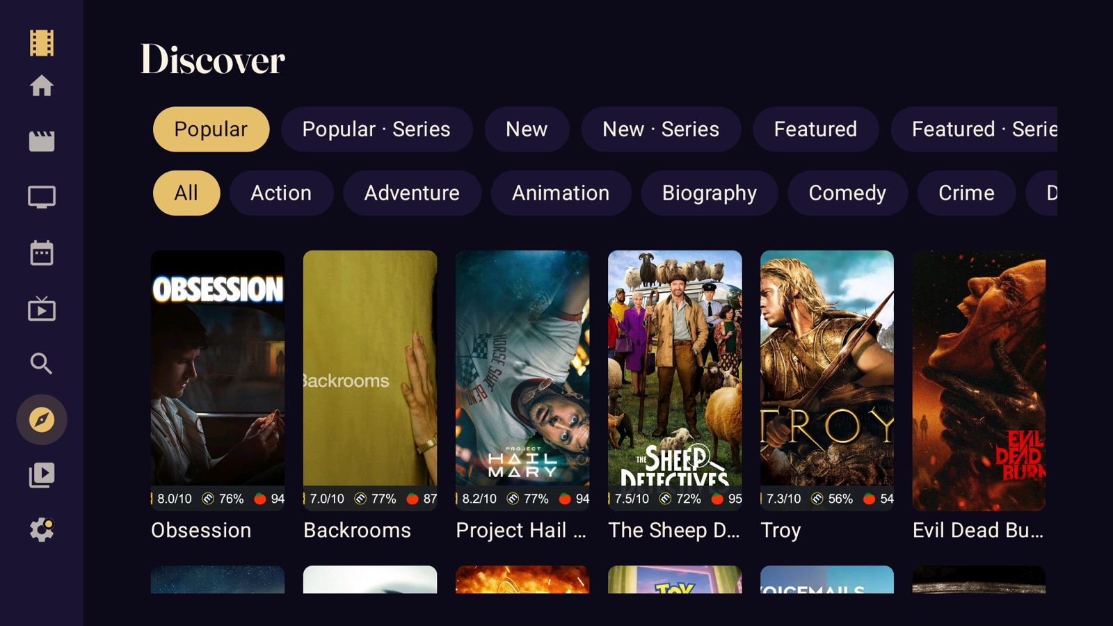 Sipario — Android TV · Browse
