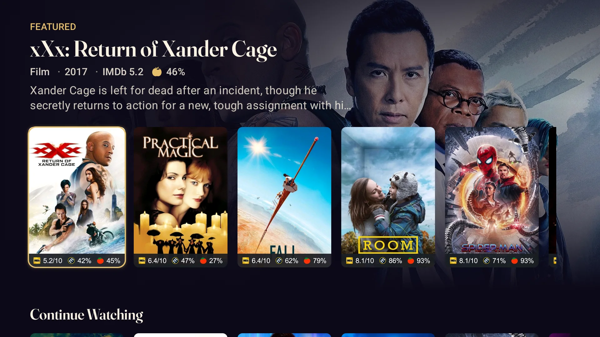Sipario — Android TV · Home